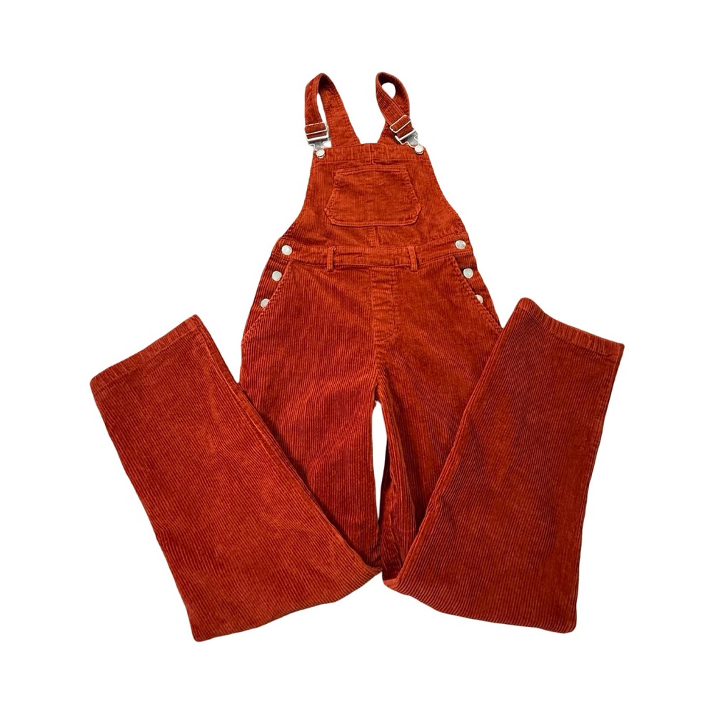 Forever 21 Overalls Womens S Rust 28x29 Corduroy Wide Leg Cottagecore